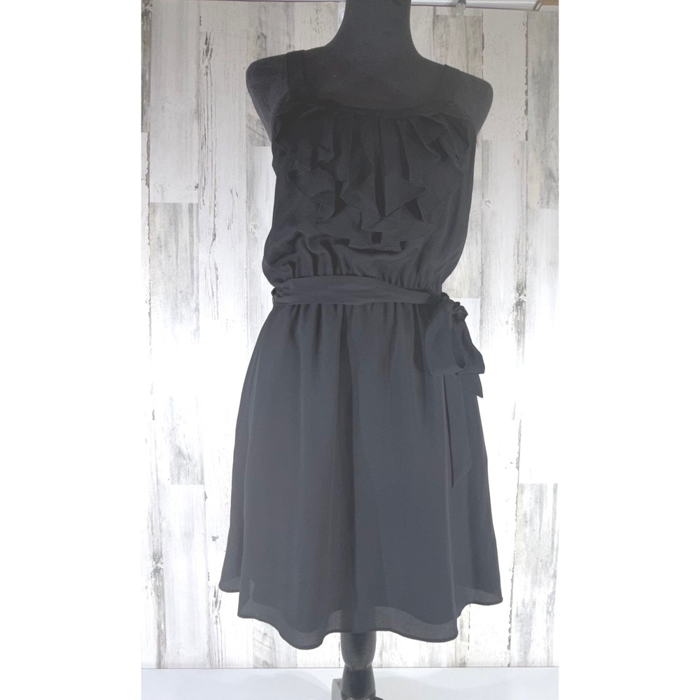 Express Sun‎ Dress Size Small Black Ruffle Tie Waist Sleeveless Lightweight Newi